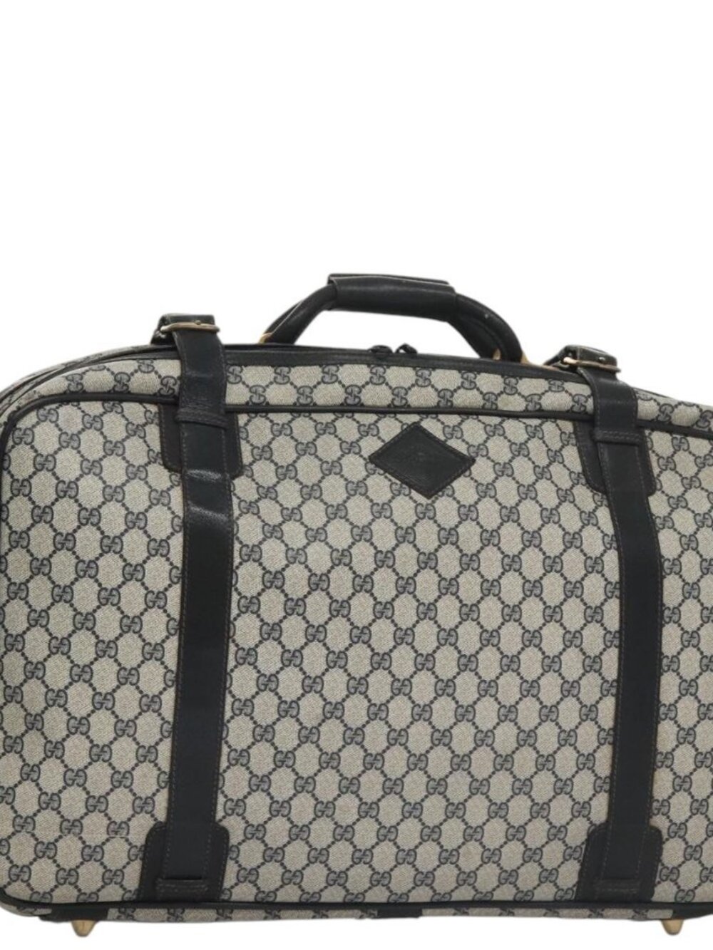 GUCCI GG Supreme Travel Case PVC Leather Navy Gold Auth yk16004